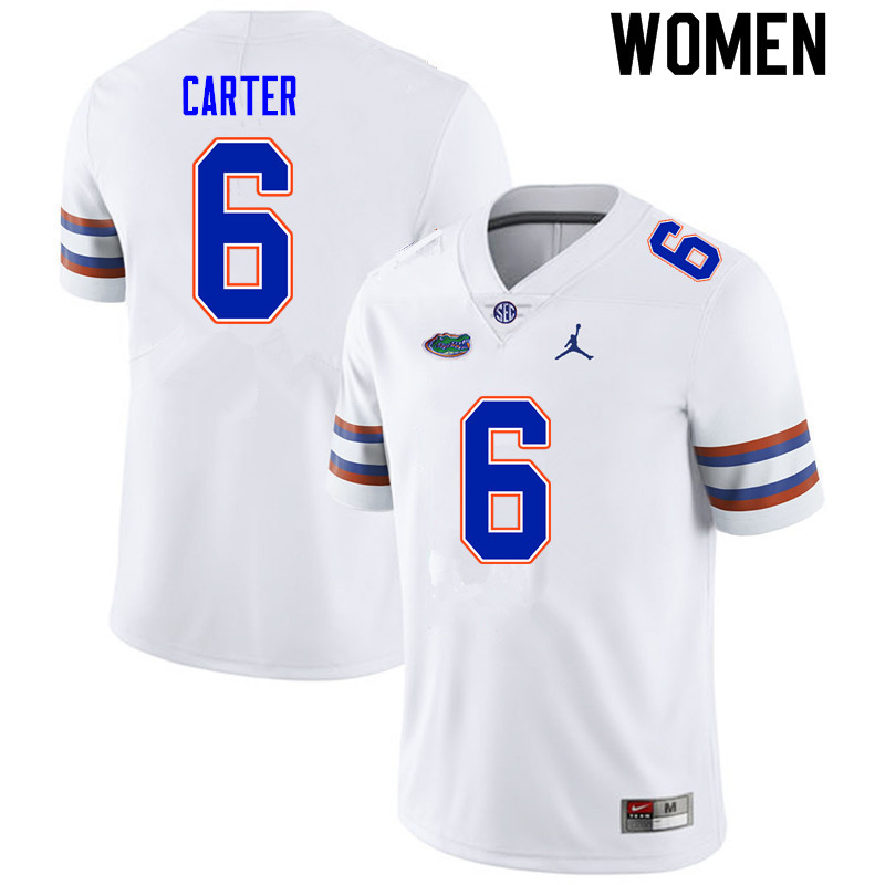 Women #6 Zachary Carter Florida Gators College Football Jerseys Sale-White